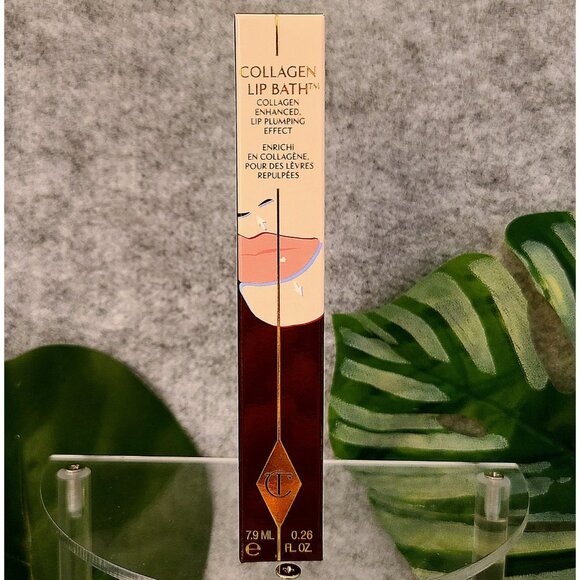 NIB Charlotte Tillbury Collagen Lip Bath Gloss in Rosy Glow - Soft Pinky Nude - Picture 1 of 10